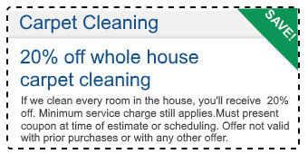 20% off whole house carpet cleaning coupon for Bakersfield and all of Kern County