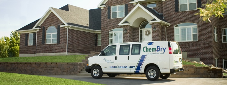 chem-dry van getting ready to clean carpets in a home
